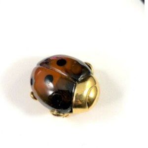 Crown Trifari Gold/Tortoise Shell Ladybug Pin